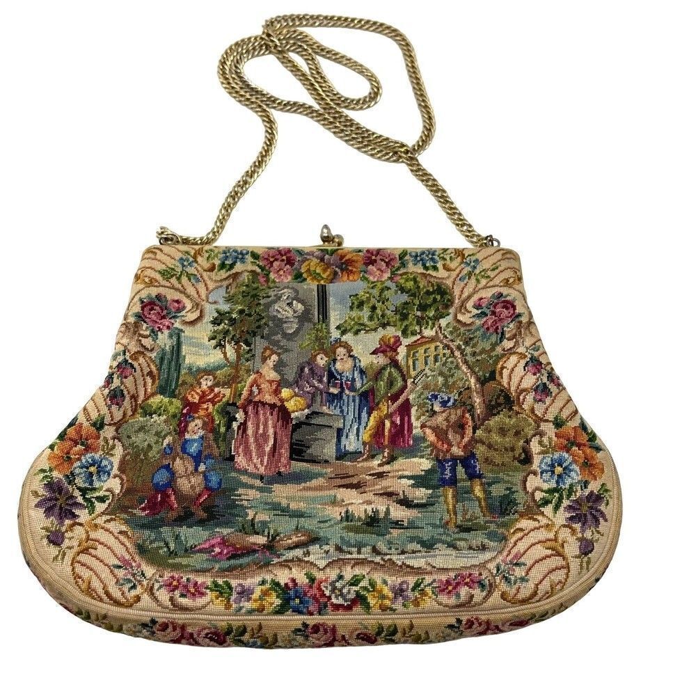 Walborg vintage purse Petit point handmade tapestry style small 1920s BoxU